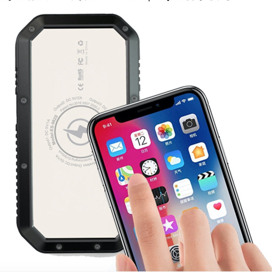 Wirelsess solar powerbank phone accessories torch with three USB output